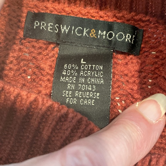 Preswick & Moore Deep Burnt Orange Cable Knit Turtleneck Sweater - Picture 3 of 5